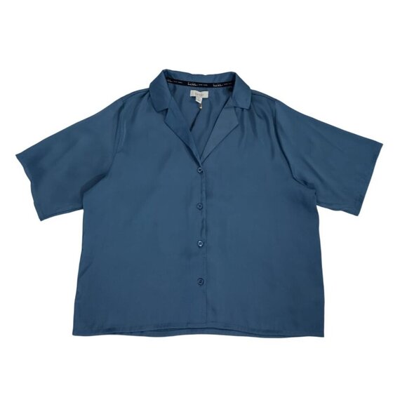 Nicole Miller New York Womens Button-Down Short-Sleeve Blouse L Blue. - Picture 1 of 6